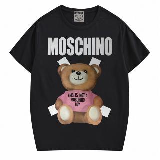 เสื้อยืดวินเทจmoschino เสื้อยืดผ้าฝ้ายแขนสั้นพิมพ์รูปหมีแฟชั่นคู่S-3XL