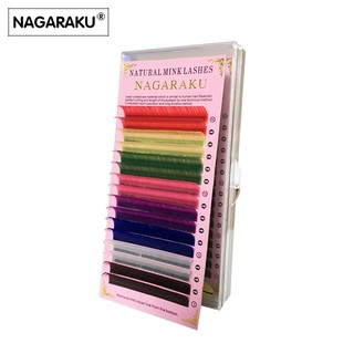 NAGARAKU 1 กรณี 16 แถว / ถาด, 8 สี, ต่อขนตาสีรุ้ง, ขนตาสี, ต่อขนตาที่มีสีสัน