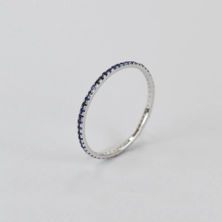 แหวนทองคำแท้ 18K สี White Gold งานพลอยแท้ Sapphire ดีไซน์แหวนล้อม