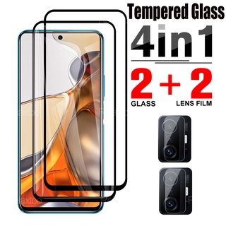 4IN1 Tempered Protection Glass For Xiaomi 11T 10T 9T Pro  Camera Lens Glass Full Cover Phone Screen Glass Xiami 11T 10T 9T  Film