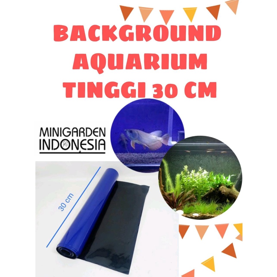 Hitam ขายปลีก 1METER Plain AQUARIUM BACKGROUND 30CM High Black Blue WALLPAPER - PACKING+Pipe