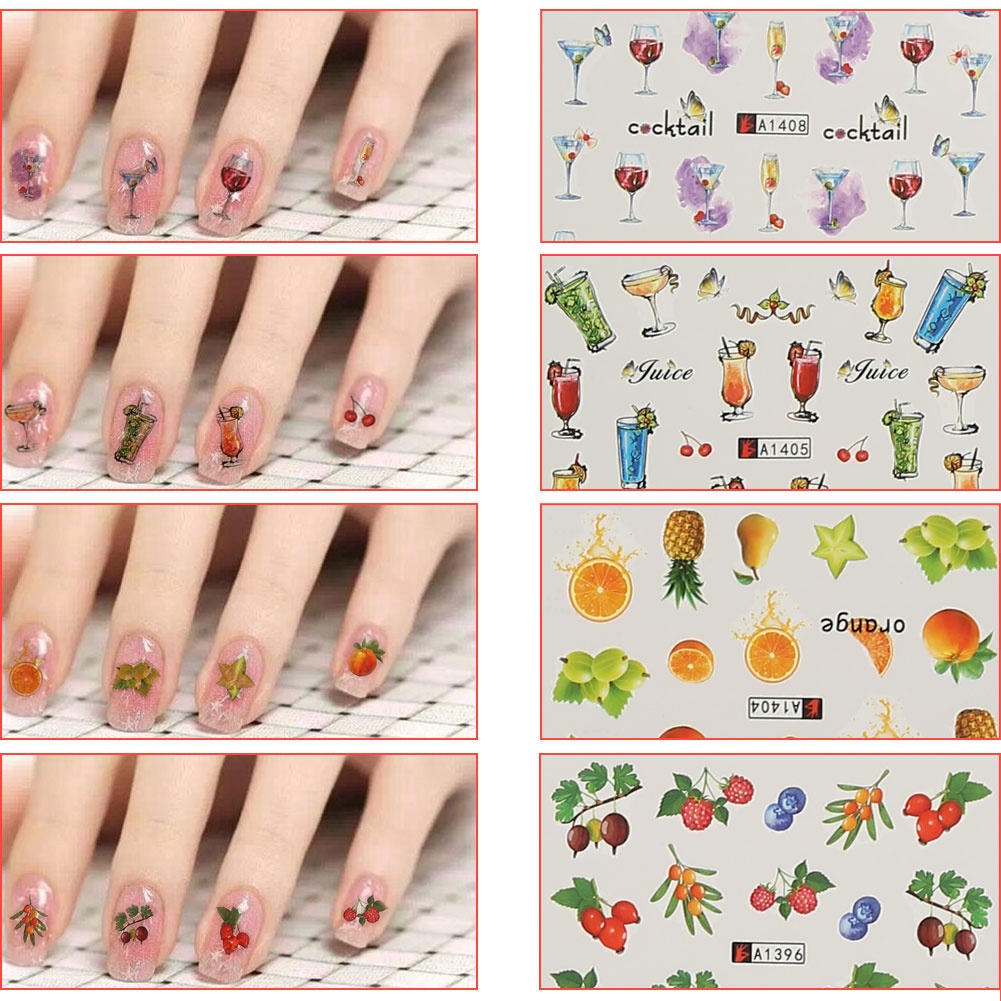 18Sheets Nail Decal Sticker Self-Adhesive Flower Manicure Accessory ...