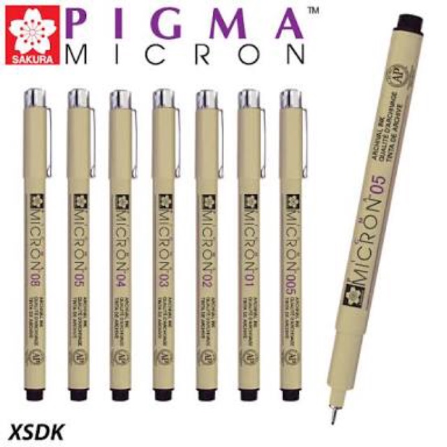 Sakura ปากกาตัดเส้นหมึกซึม Pigma Micron เบอร์ 01-12/Brush