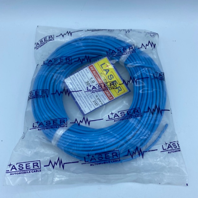 สายไฟรถยนต์ Laser ขนาด 1.0 SQ .mm (สีฟ้า) ทองแดงแท้ ความยาวม้วนละ 30เมตร