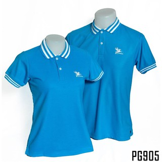 King Pegasus - เสื้อโปโลผู้ชาย Pegasus ผ้านิ่มใส่สบาย สีฟ้า ปกขาว รหัส PG905