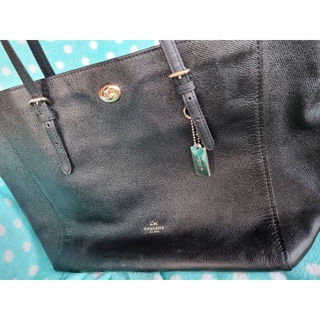 [Used] TURNLOCK TOTE IN CROSSGRAIN LEATHER (COACH F36454)LIGHT GOLD/NAVY