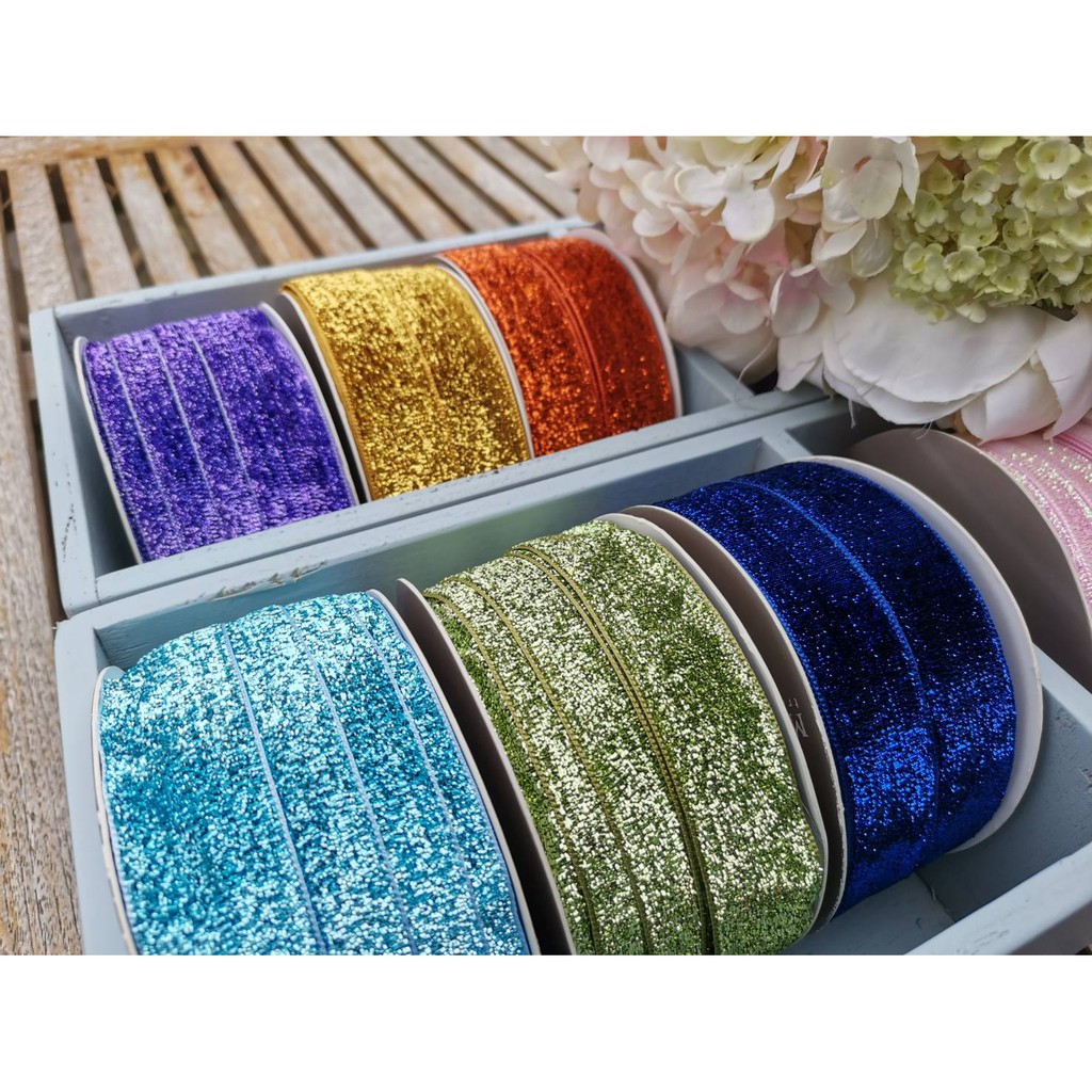 ริบบิ้น 3/21ใช้ทำสายคล้อง ริบบิ้นกากเพชร ริบบิ้นกลิตเตอร์ Glitter ราคาต่อหลา ขนาด 1 นิ้ว ริบบิ้นตกแต่ง เทปตกแต่ง DIY