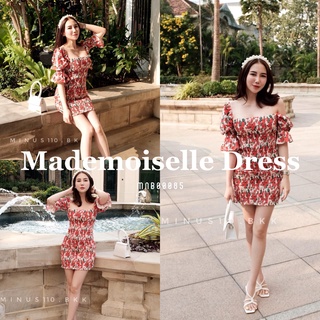 Minus110.bkk | MADEMOISELLE DRESS 🌹 #MNB00085 เดรสสั้น ตรุษจีน ลายดอก สีแดง ผอมเพรียว เก็บทรง ยืดได้ คาเฟ่ ดินเนอร์