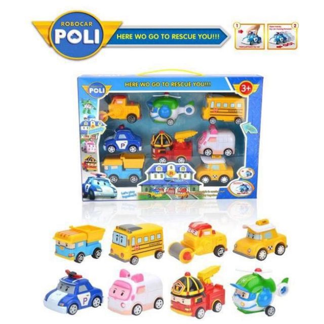 โมเดลรถ POLI กล่องชุด 8 คัน มีลาน