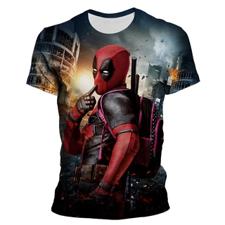 เสื้อยืดแขนสั้น พิมพ์ลายการ์ตูนอนิเมะ Deadpool 3 มิติ แฟชั่นฤดูร้อน สําหรับผู้ชาย และผู้หญิง