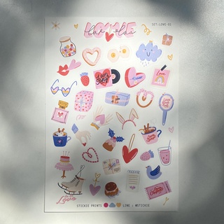 สติ๊กเกอร์ติดเล่น กันน้ำ ลาย LOVE ( Sticker dicut 1 sheet )