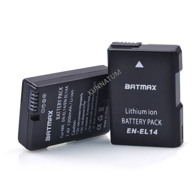 Lot De 2 Batteries EN-EL14 / EN-EL14a Dot.Foto 7.4V 1030mAh Pour Nikon D3100 D3200 D3300 D3400 D3500 D5100 D5200 Etc.