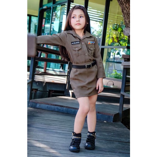ชุดตำรวจเด็กหญิงแขนยาว (ไม่มีหมวก)