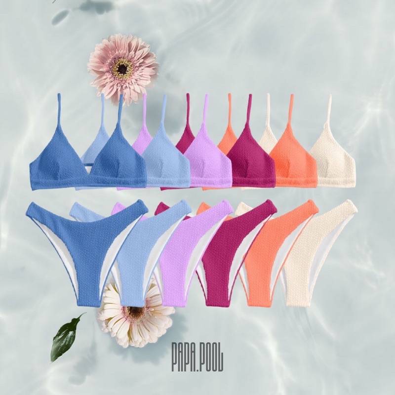 V TEXTURE BIKINI ชุดว่ายน้ำ บิกินี่คอวี