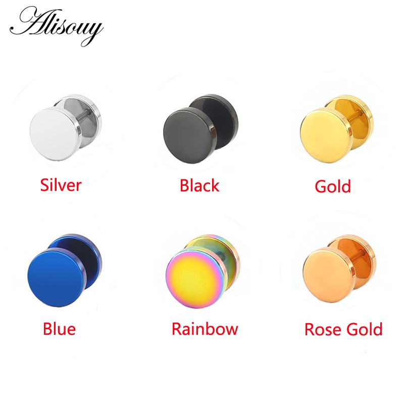 ผู้ชายเย็นพังก์รอบสีดําสแตนเลสหูสตั๊ดต่างหูเจาะ3มิลลิเมตร-16มิลลิเมตร ราคา ถูกที่สุด ดีลบีเคเค แกลเลอรีภาพที่ 3