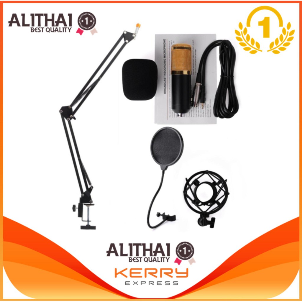 Alithai ไมค์ ไมค์อัดเสียง คอนเดนเซอร์ Pro Condenser Mic Microphone BM800 พร้อม ขาตั้งไมค์โครโฟน และอุปกรณ์เสริม