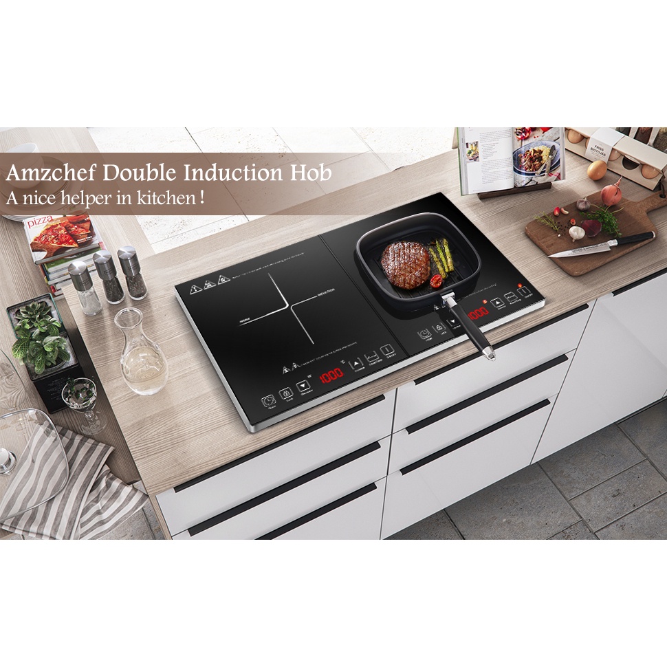 Amzchef YL35DC08 Induction Hob, Double Induction Cooker 3500W with