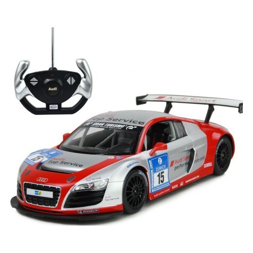 รถบังคับวิทยุ AUDI R8 LMS จำลองเหมือนจริง ภายในเนียบสวยมาก RASTAR 47510 สีเทา-แดง