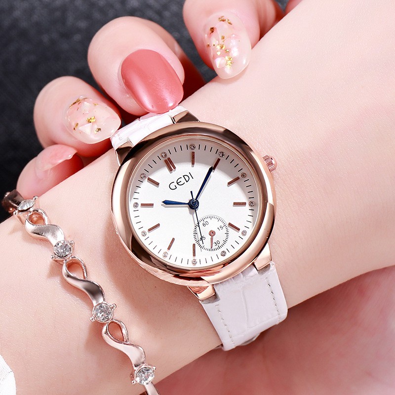 นาฬิกา casio นาฬิกาข้อมือผู้หญิง นาฬิกาแบรนด์เนม GEDI 12021 ✨เรียบหรู น่ารัก💫 สายหนัง สวยคม ของแท้ 100% นาฬิกาแฟชั่น นา