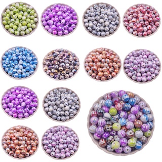 50Pcs Stripe AB Acrylic Bead Spacer Loose Bead DIY Jewelry Accessories For Necklace Bracelet Making Handing Craft 8mm/10mm/12mm/14mm