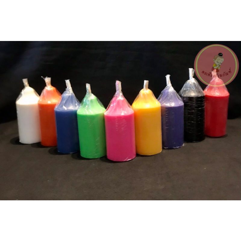 เทียนแท่ง​ เทียนสีแฟนซี​ เทียนแท่งสีประจำ​วันเกิด​ มีหลายสี​ หลายขนาด