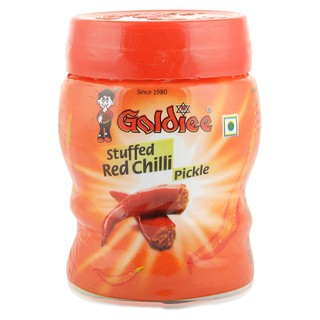 Goldiee Stuffed Red Chilli Pickle 500g  ผักดองพริกแดงยัดไส้