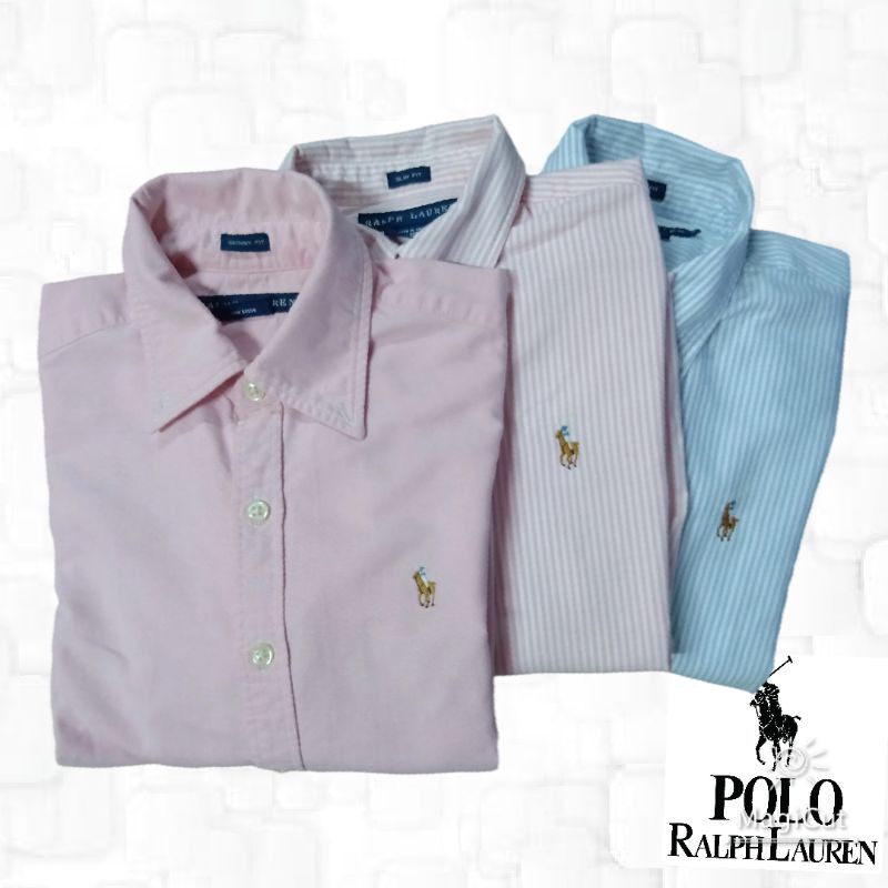 เสื้อเชิ้ตมือสอง ทรง Slim fit ยี่ห้อ Polo Ralph Lauren สภาพใหม่