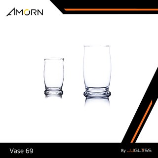 JJGLASS - ( AMORN ) Vase 069 - แจกันแก้ว ทรงสูง แฮนด์เมด เนื้อใส