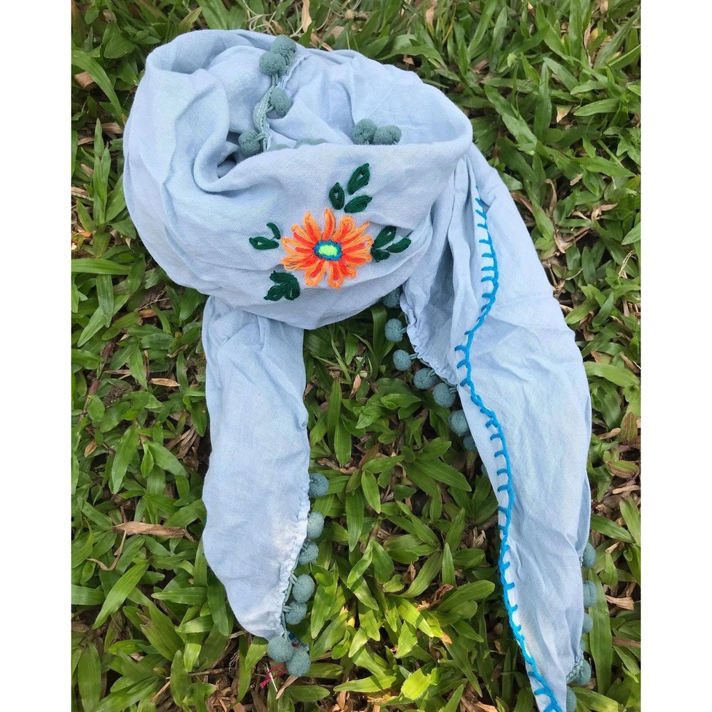Triangle shape scarf,hand embroidered