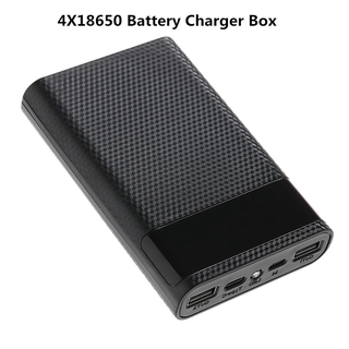 เคสแบตเตอรี่ 5 V 2A Dual Usb Type C Diy ขนาดพกพาสําหรับ Android Micro Usb Interface 4X18650 Battery Charger Box