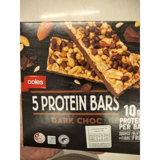 Coles 5 Protein Bars Dark Chocolate 190g ธัญพืชชนิดแท่ง อบกรอบและช็อคโกแลต โคลส์ 190 กรัม ราคาพิเศษ 