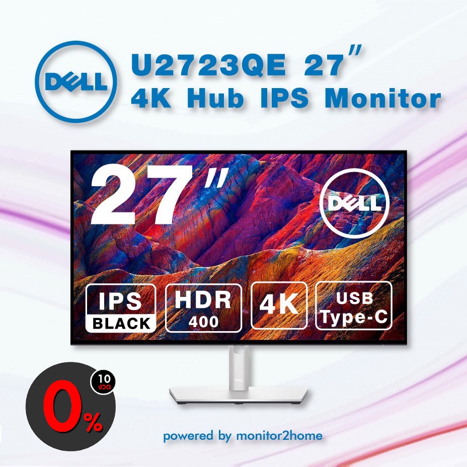 [ผ่อน 0%] Dell U2723QE UltraSharp 4K USB-C Hub Monitor - 27-inch UHD (3840 x 2160) 60Hz Display 100% sRGB