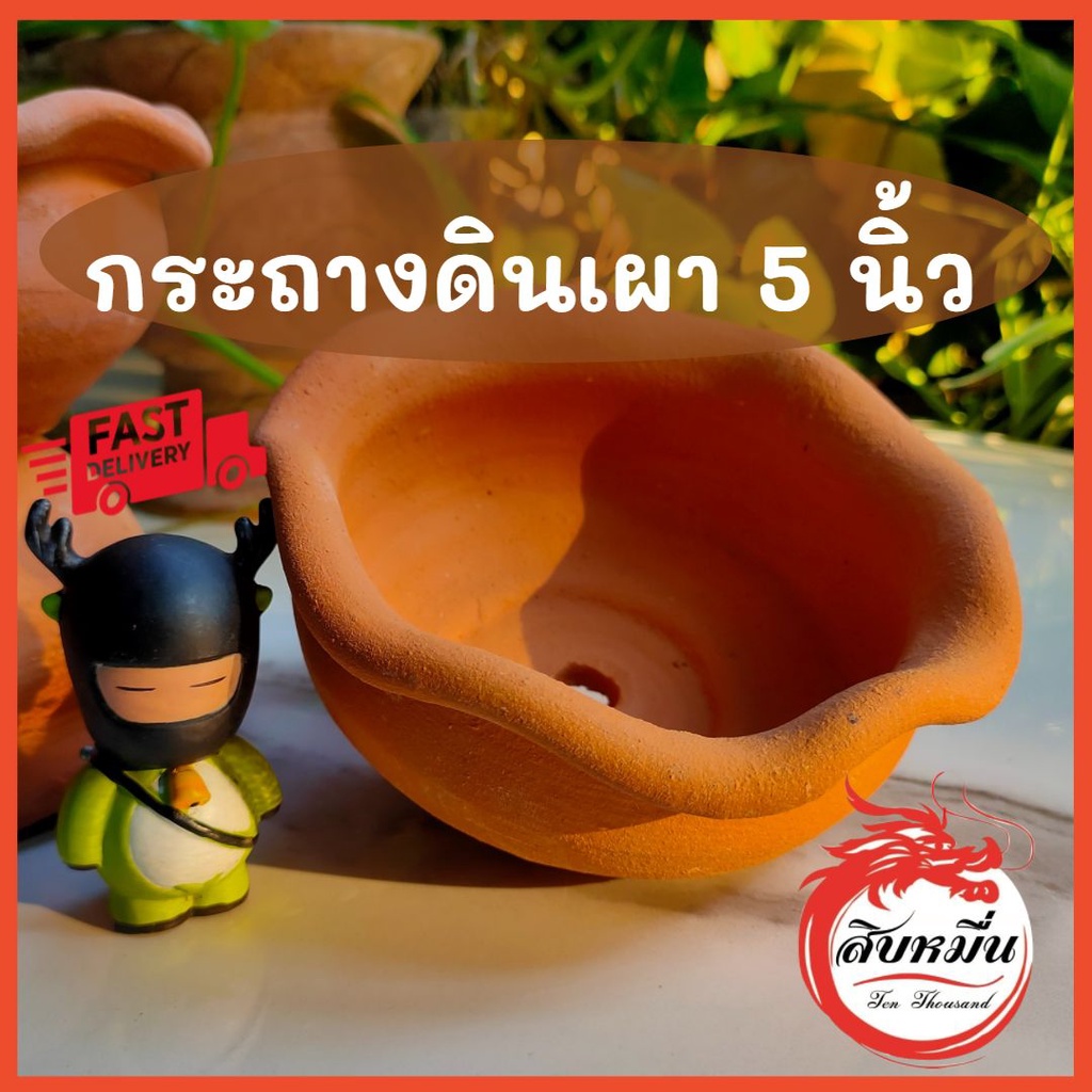 กระถางดินเผา ทรงบัวบาน 5 นิ้ว กระถางต้นไม้ กระถางแคสตัส