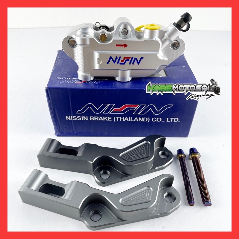 Nissin BRAKE CALIPER 4POT FRONT / 2POT REAR YAMAHA Y15ZR ALLOY CNC CALIPER BREK BRACKET DEPAN BELAKA