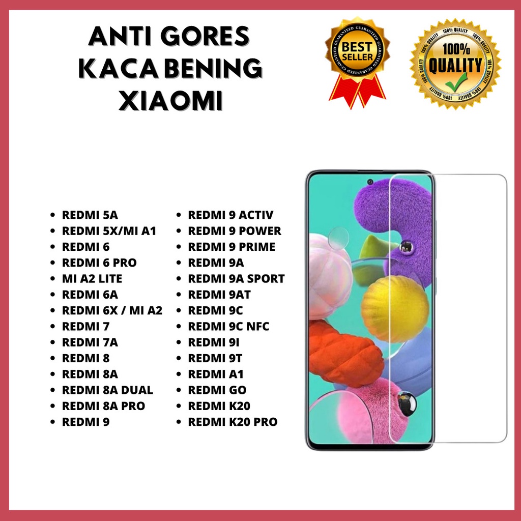 กระจกนิรภัยกระจกใส REDMI 5A-5X/MI A1- 6- 6 PRO-MI A2 LITE- 6A- 6X/MI A2-7A-8A-8A-8A-8A-8A-8A DUAL-8A