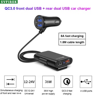 Qc3.0 4 USB Car Charger 8A ชาร์จเร็ว มัลติฟังก์ชั่น ที่ชาร์จในรถ สําหรับโทรศัพท์ Android