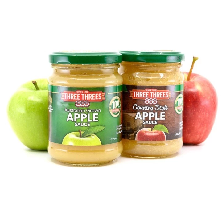APPLE SAUCE THREE THREES 250 g. / Country Style ซอสแอปเปิ้ลชนิด บดละเอียด ขยาด 250 กรัม