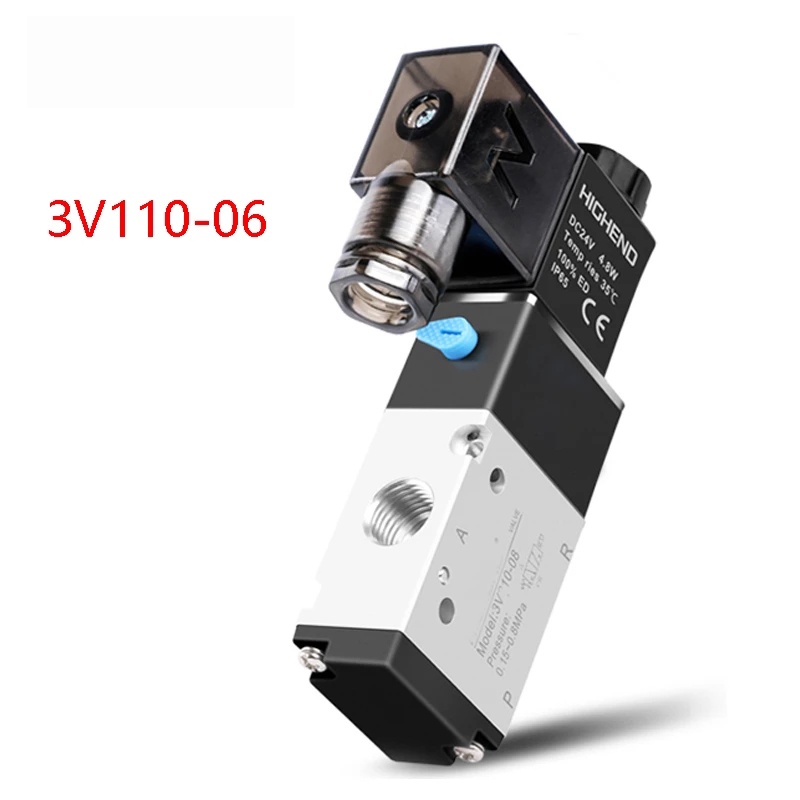 วาล์วนิวเมติกไฟฟ้า 2 ตําแหน่ง 3V110-06 3 พอร์ต DC12V DC24V AC220V AC110V