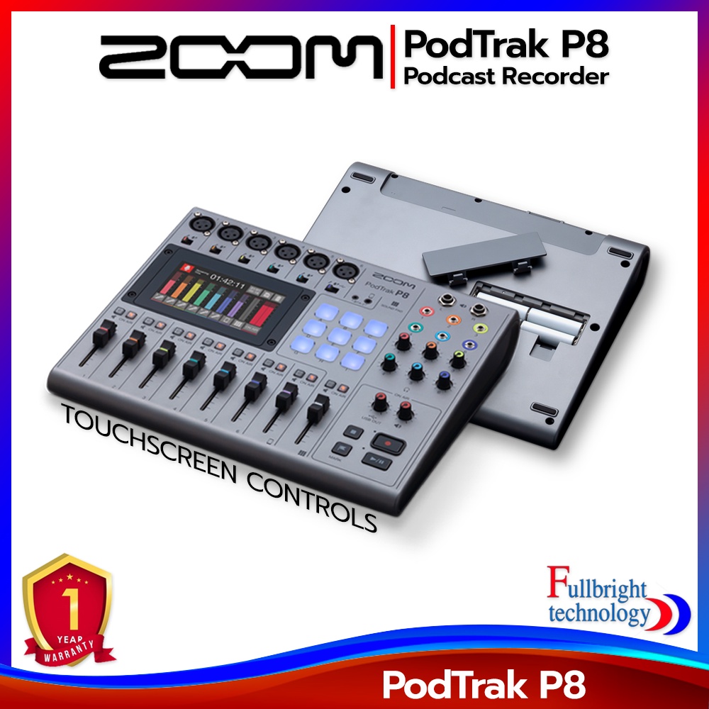 เครื่องบันทึกเสียง Zoom PodTrak P8 Podcast Recorder เครื่องบันทึกเสียงมัลติแท็ค ประกันศูนย์ 1 ปี