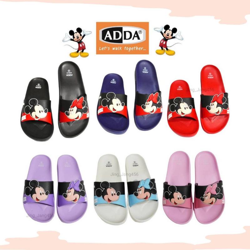 รองเท้าแตะ Adda Mickey&amp;Minnie ลิขสิทธิ์แท้ รองเท้าผู้หญิง รองเท้าแตะ แบบสวม