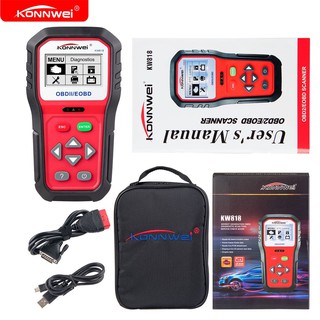 Konnwei KW818 เครื่องสแกนเนอร์วินิจฉัยรถยนต์ OBDII ODB2 EOBD 12V OBD