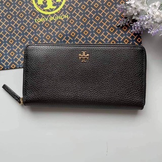 กระเป๋าสตางค์ ใบยาวซิปรอบ สีดำ 67322 TORY BURCH CARTER CONTINENTAL