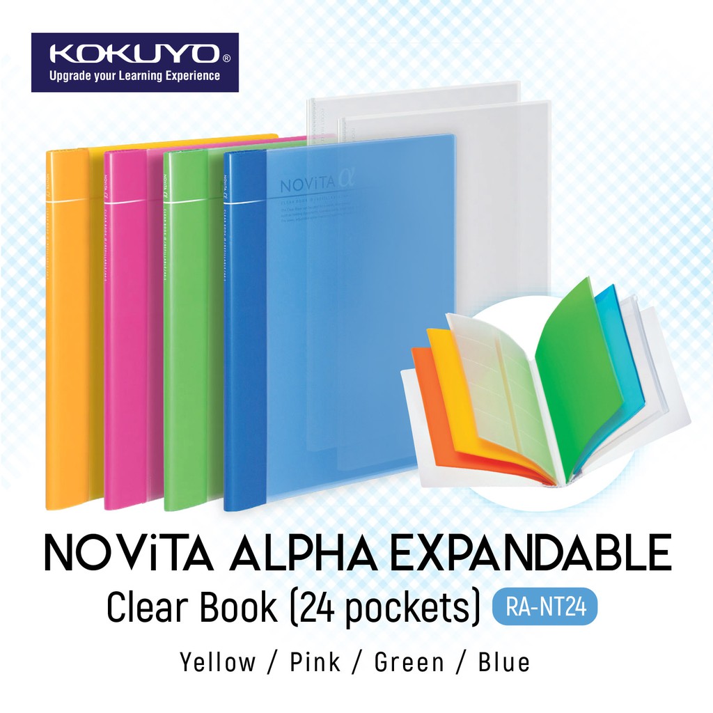Kokuyo Novita Alpha Extended Clear Book File - A4 - 24 กระเป๋า (REFILLABLE)