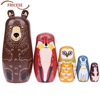 ตุ๊กตาหมีรัสเซีย Matryoshka ตุ๊กตาไม้ของเล่นเด็ก 5 ชิ้น