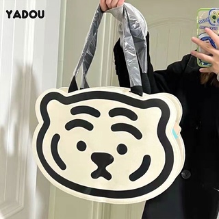 YADOU กระเป๋าผ้าแคนวาสหัวเสือแฟชั่นเกาหลี กระเป๋าสะพายข้าง กระเป๋าผ้า