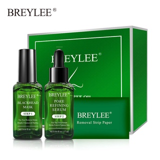 [จัดส่งไว]BREYLEE น้ำมันทีทรี น้ำยาล้างสิวหัวดำ หน้ากาก ต่อต้าน ลอกออก พอกหน้า เซรั่มปรับรูขุมขน ลดขนาด รูขุมขน ชุด