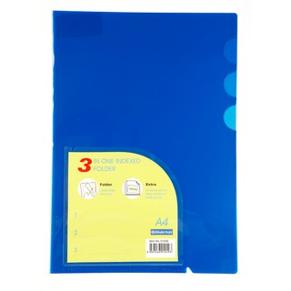 แฟ้มซอง 3 ช่อง A4 สีฟ้า ไบน์เดอร์แม็กซ์ 01049/File folder 3 compartment A4 blue Binder Max 01049