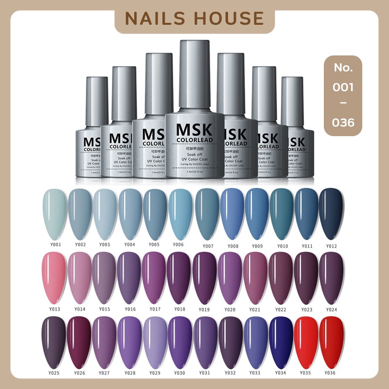 🏡 สีเจล ยาทาเล็บเจล MSK 7.3 ml สีเจลทาเล็บ สีเจล ฟ้า ชมพูนู้ด สีเจล สีทาเล็บ ยาทาเล็บ เทา พาสเทล สุข