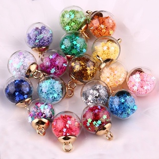 18 Pcs/Pack  Mixed Color Quicksand Star Sequins Ball/ Hand-made Clear Glass Ball Pendants/ Earring Necklace  Jewelry  Accessories