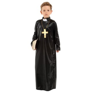 7C131 ชุดเด็ก ชุดนักบวช ชุดบาทหลวง พร้อมสร้อยกางเขน The Priest and Cross Necklace Halloween Costumes